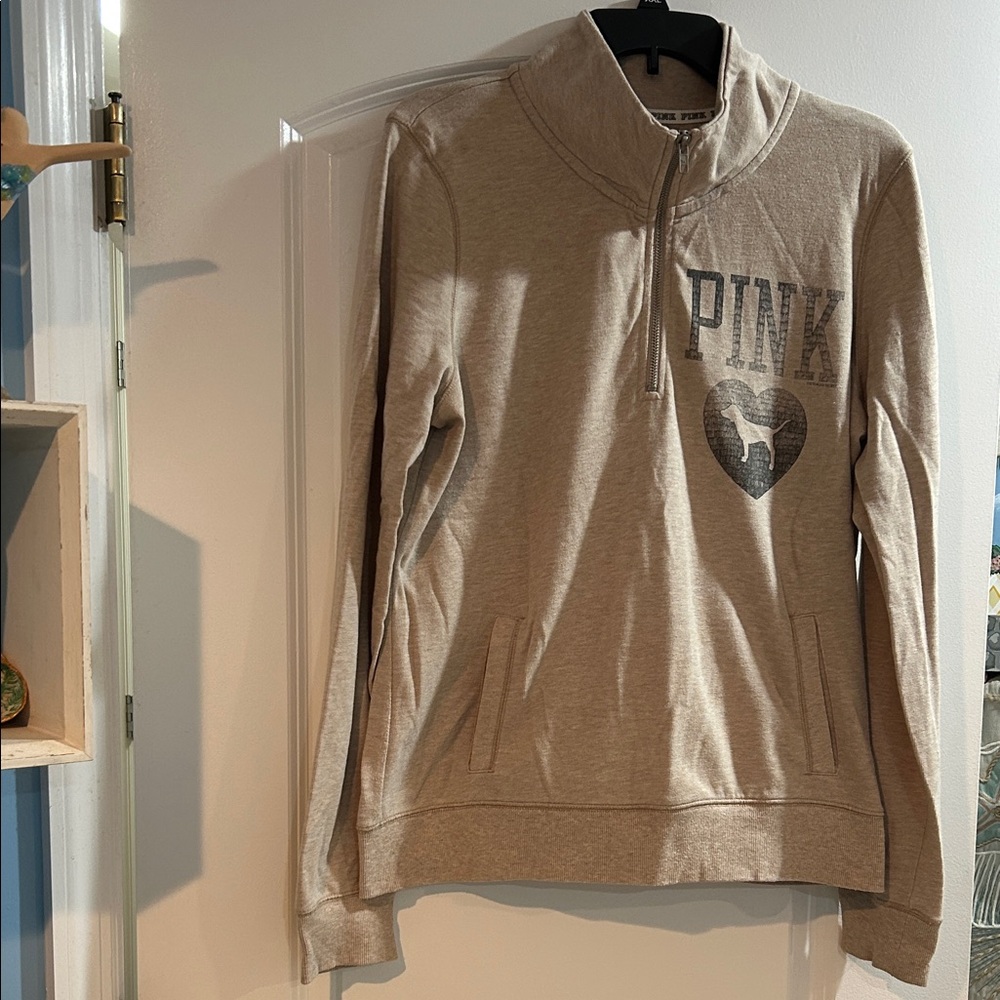 PINK Women’s Victoria's Secret Tan Quarter Zip Pullover